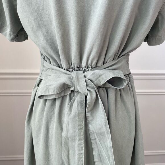 Anthropologie Cloth & Stone Live Tie Waist Moss Green Mini Dress M - Picture 6 of 9